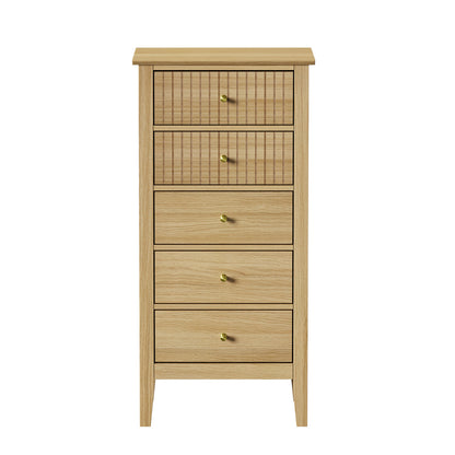 Hilda 5 Drawer Slim Tallboy Natural