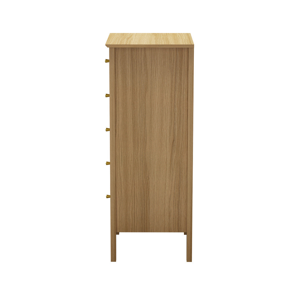 Hilda 5 Drawer Slim Tallboy Natural