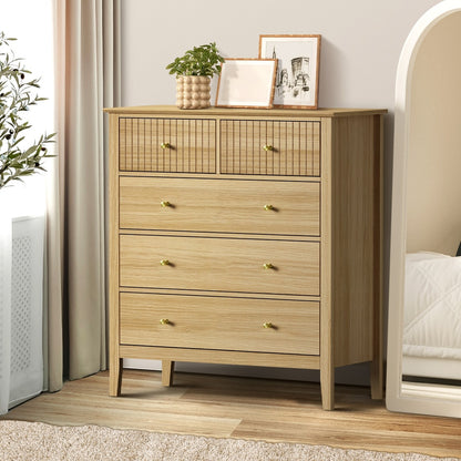 Hilda 5 Drawer Wide Tallboy Natural