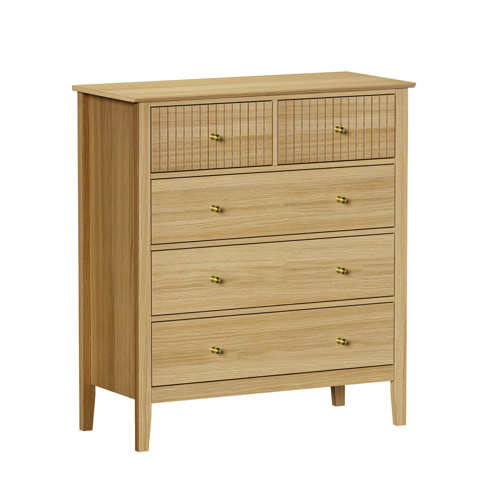 Hilda 5 Drawer Wide Tallboy Natural