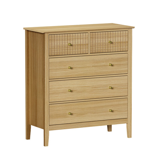 Hilda 5 Drawer Wide Tallboy Natural