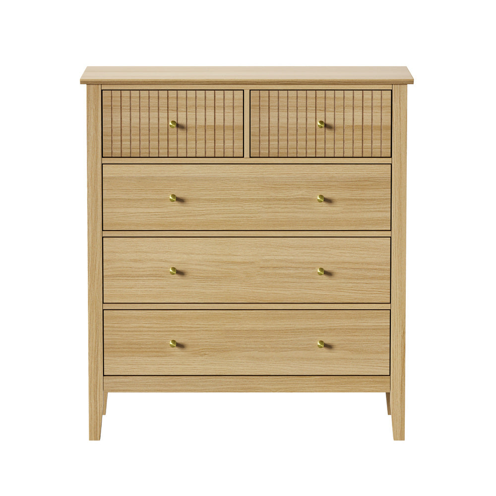 Hilda 5 Drawer Wide Tallboy Natural