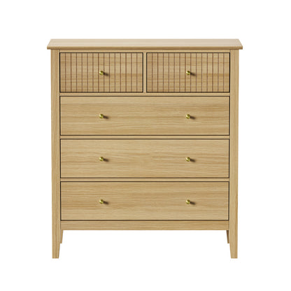 Hilda 5 Drawer Wide Tallboy Natural