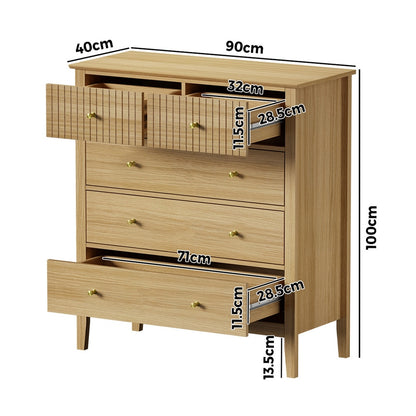 Hilda 5 Drawer Wide Tallboy Natural