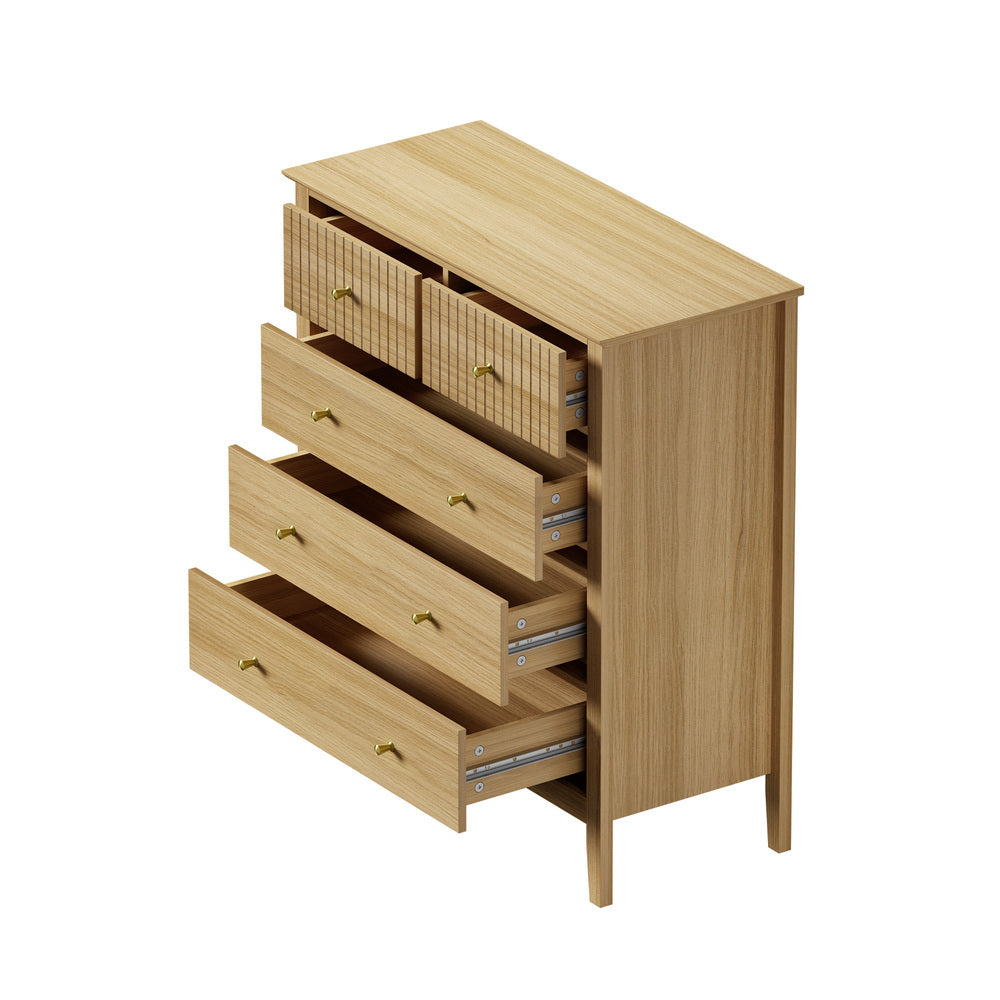 Hilda 5 Drawer Wide Tallboy Natural