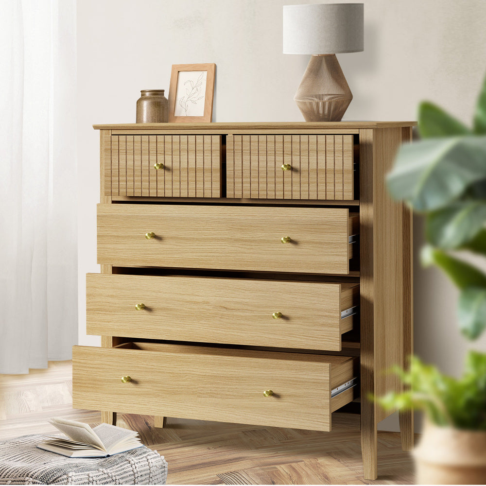 Hilda 5 Drawer Wide Tallboy Natural