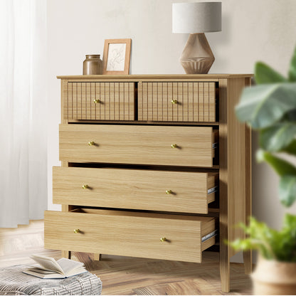 Hilda 5 Drawer Wide Tallboy Natural