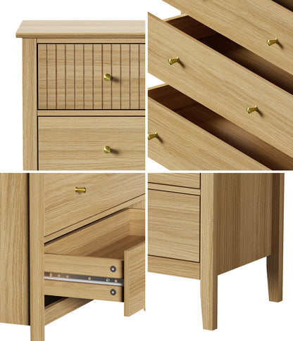 Hilda 5 Drawer Wide Tallboy Natural