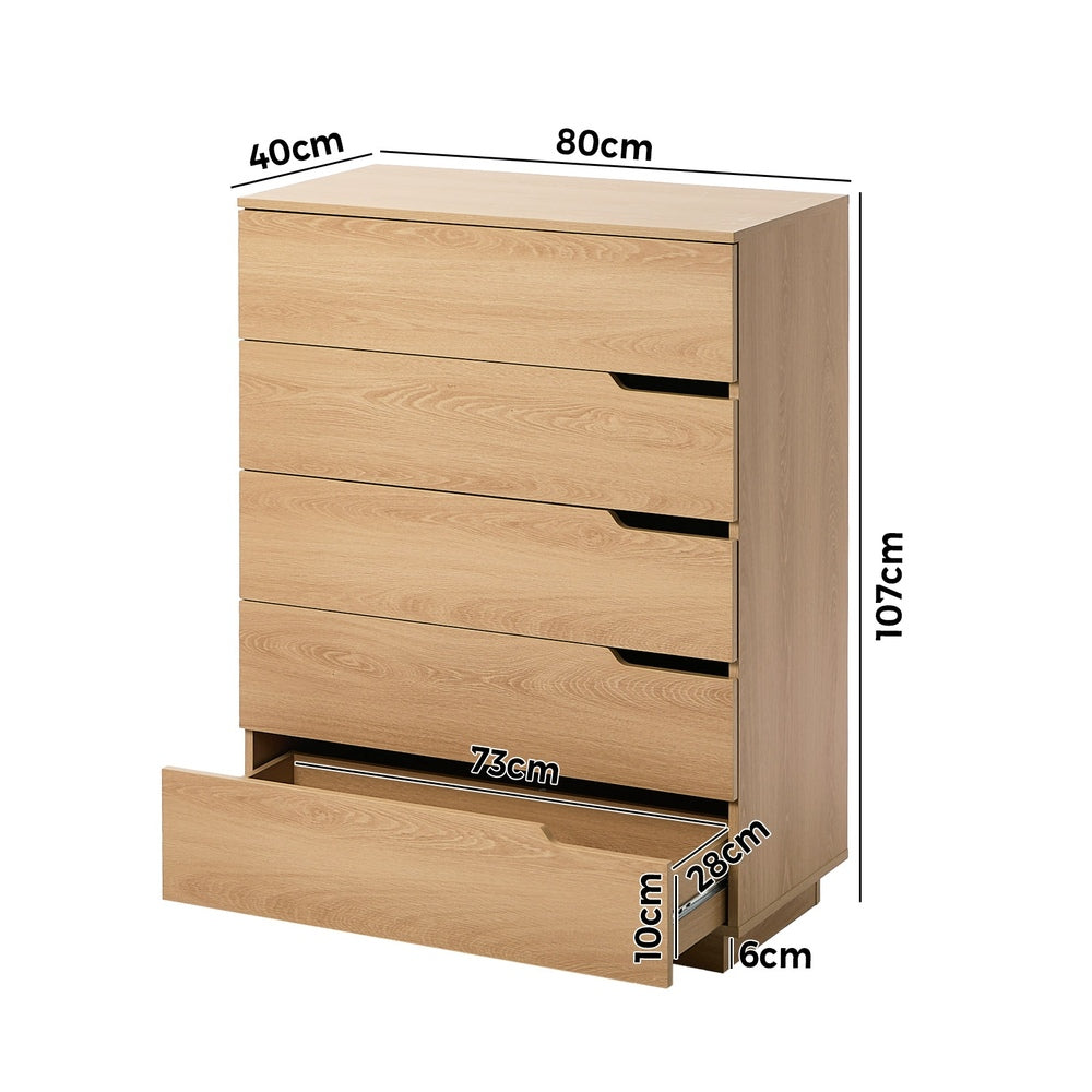 Soren 5 Drawer Tallboy Natural