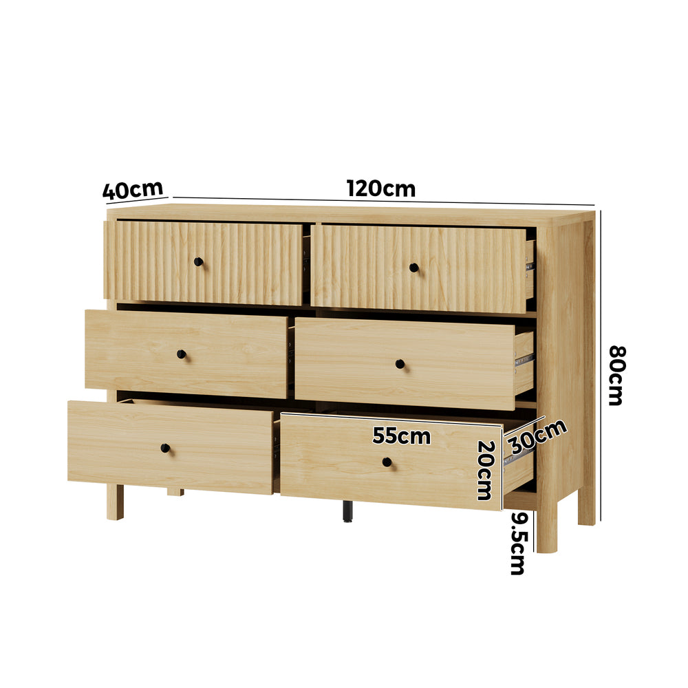 Mira 6 Drawer Chest Natural