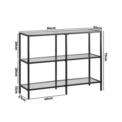 Nova 3 Shelves Console Table Black