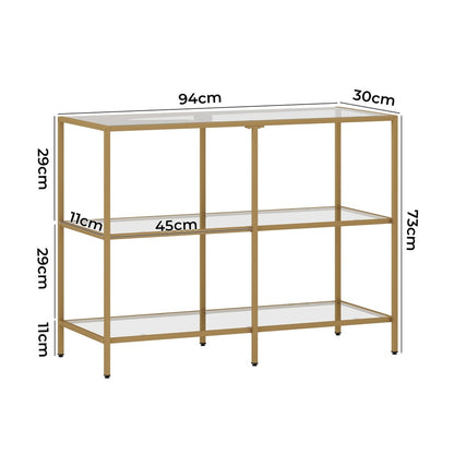 Nova 3 Shelves Console Table Gold