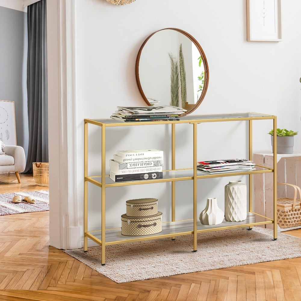 Nova 3 Shelves Console Table Gold
