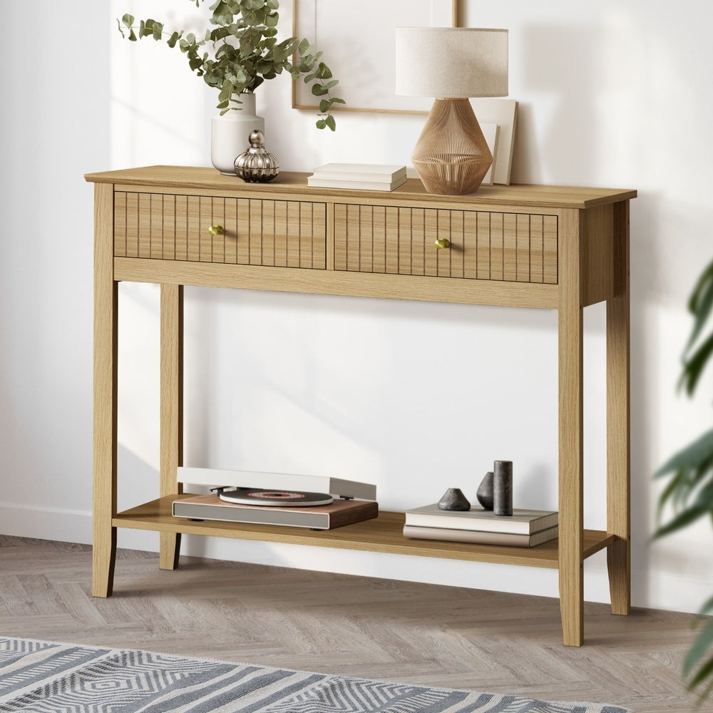 Hilda 2-Tier Console Table Natural Oak