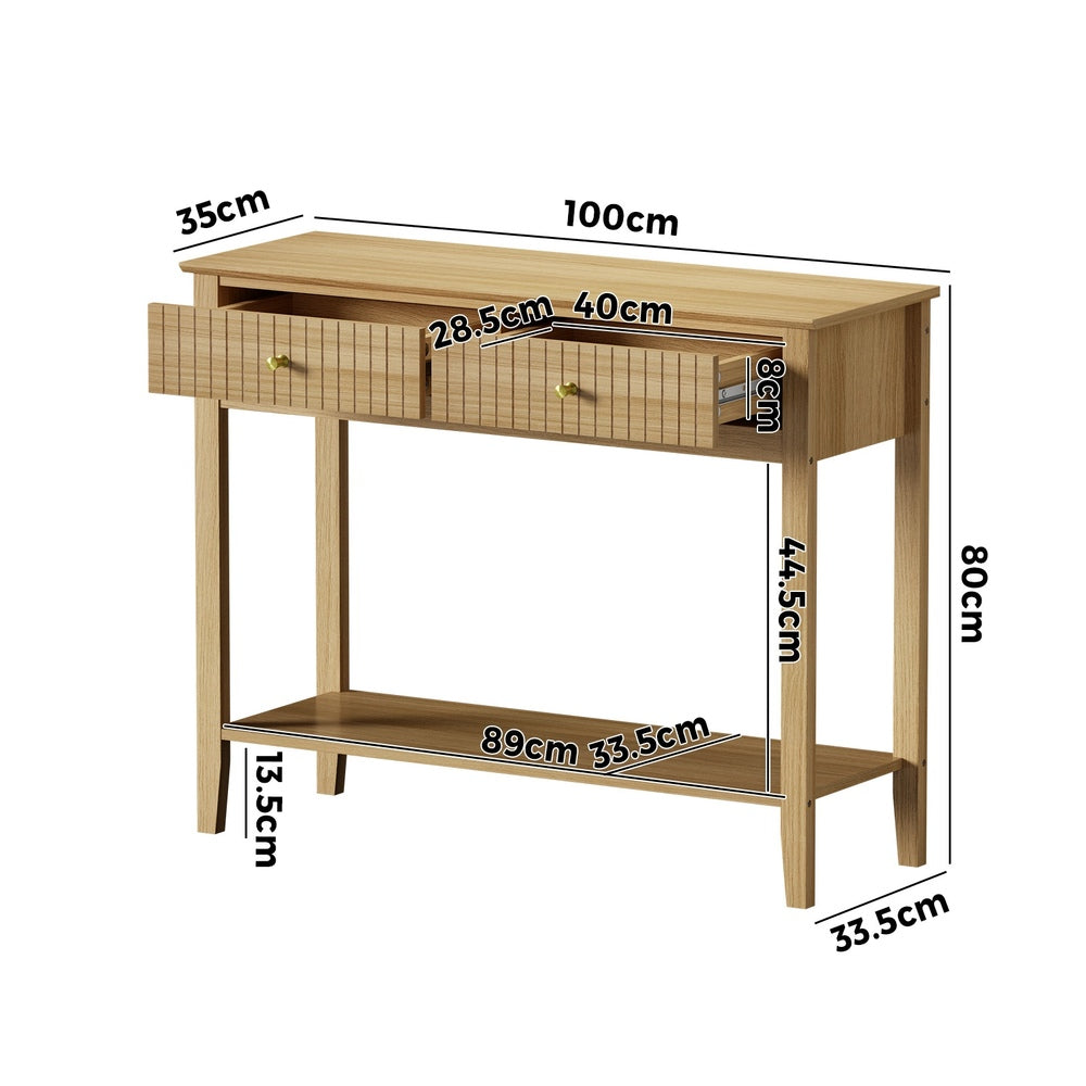 Hilda 2-Tier Console Table Natural Oak