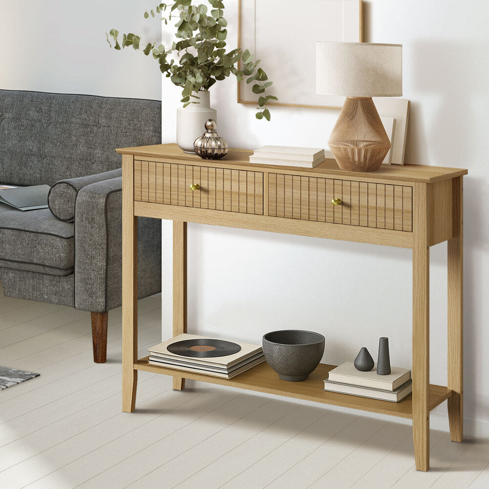 Hilda 2-Tier Console Table Natural Oak