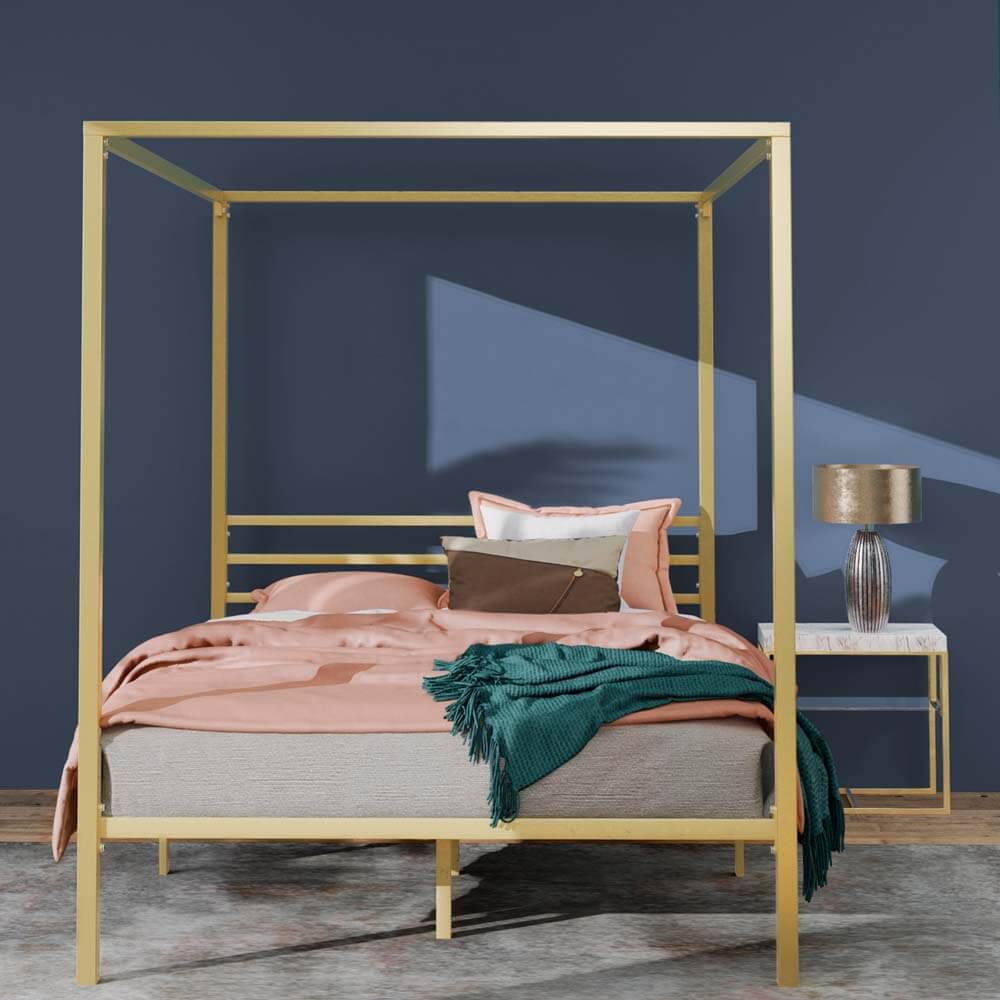 Patricia Canopy Bed Frame Gold Double | Original Mattress Factory Australia