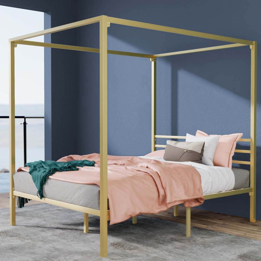 Patricia Canopy Bed Frame Gold Double | Original Mattress Factory Australia