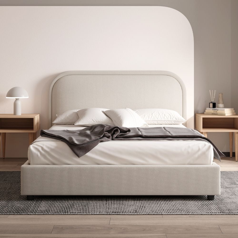 Lola Upholstered Double Bed Frame Cream | Original Mattress Factory ...