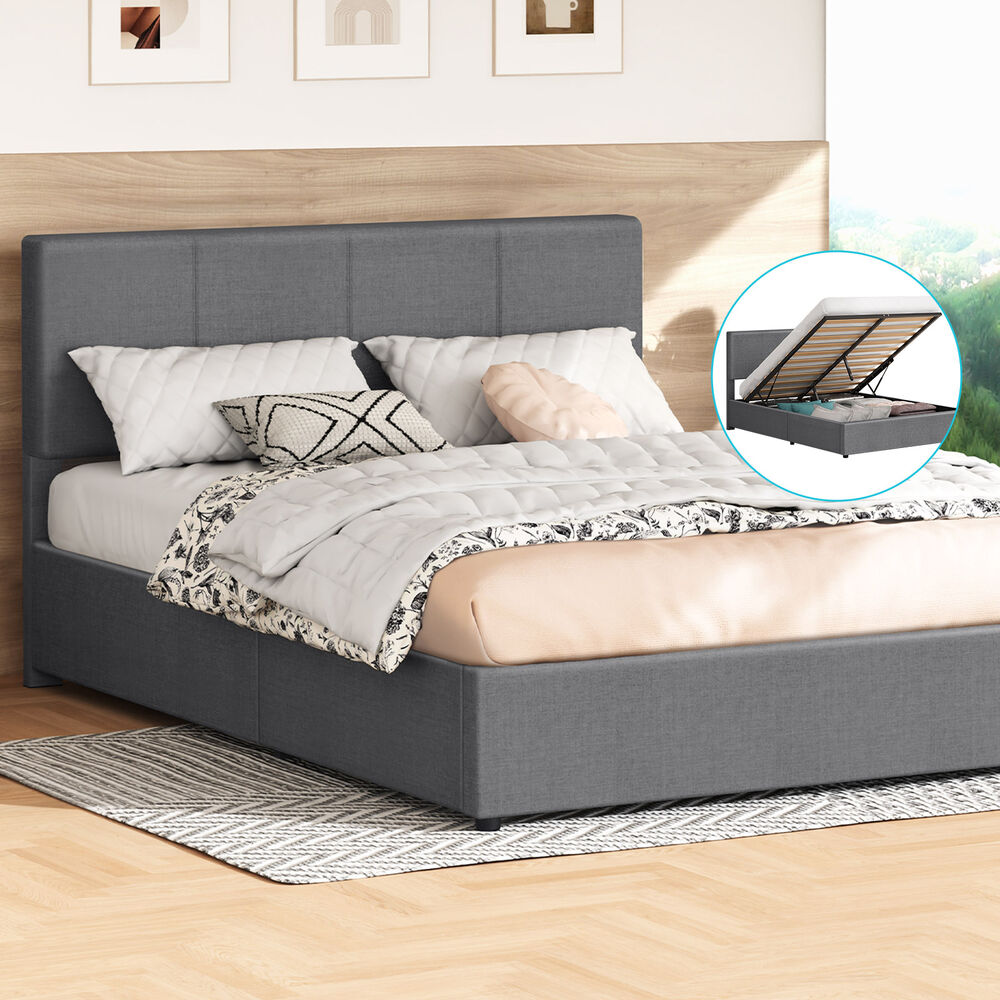 Laura Fabric Gas Lift Bed Grey