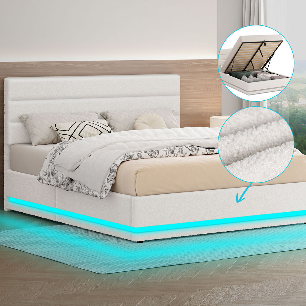 Carver Boucle Gas Lift Bed White