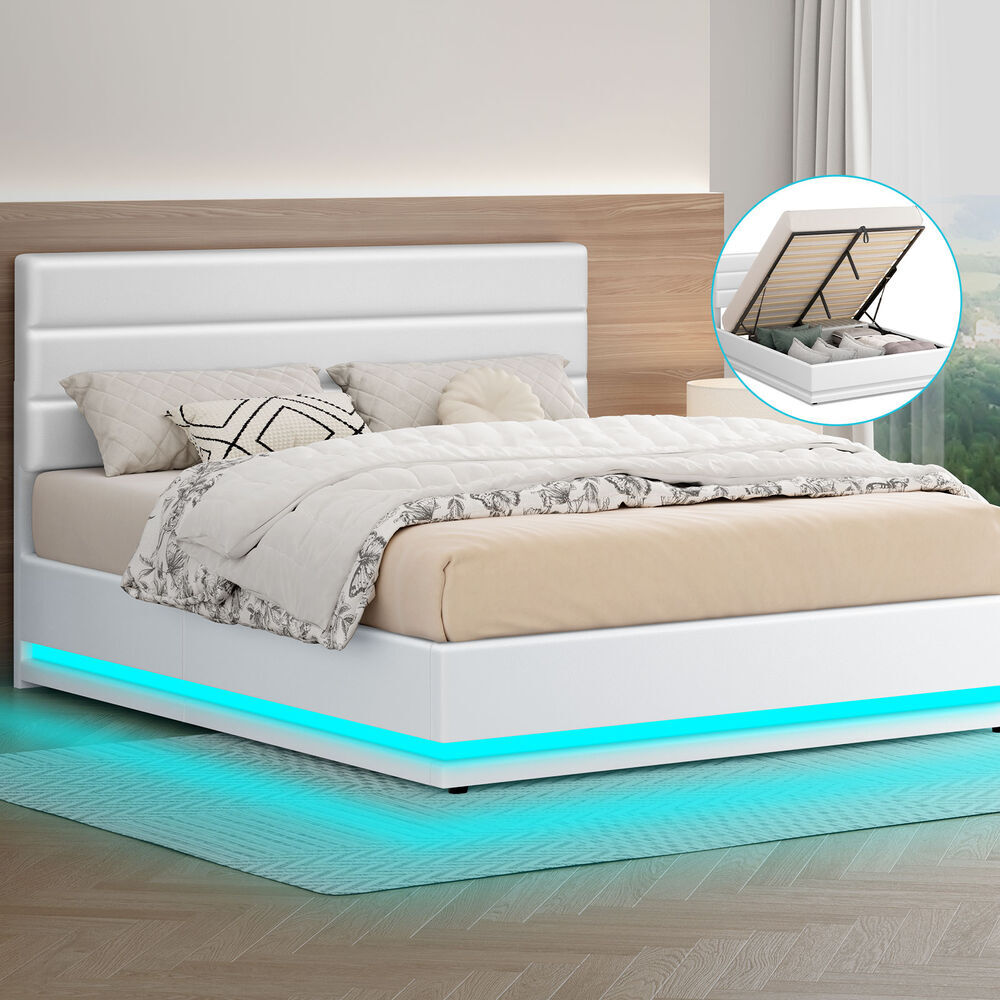 Carver Faux Leather Gas Lift Bed White