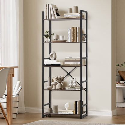 Barrett 5-Tier Bookshelf Rustic Brown