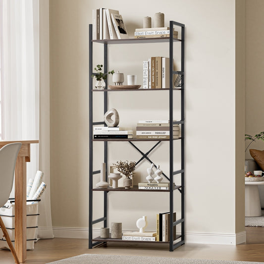 Barrett 5-Tier Bookshelf Rustic Brown