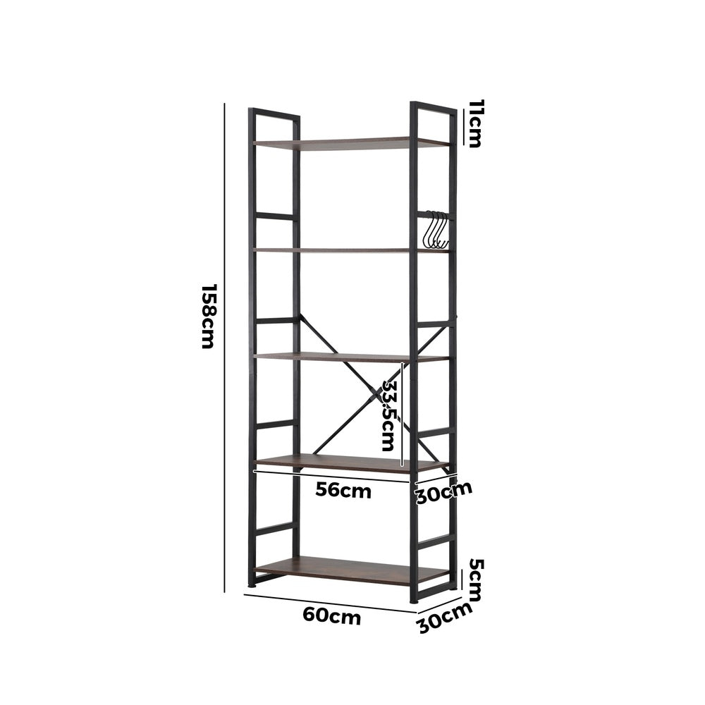Barrett 5-Tier Bookshelf Rustic Brown