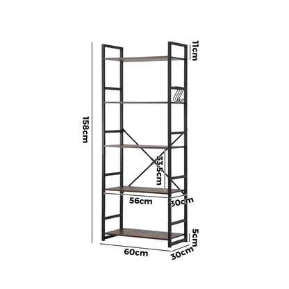 Barrett 5-Tier Bookshelf Rustic Brown