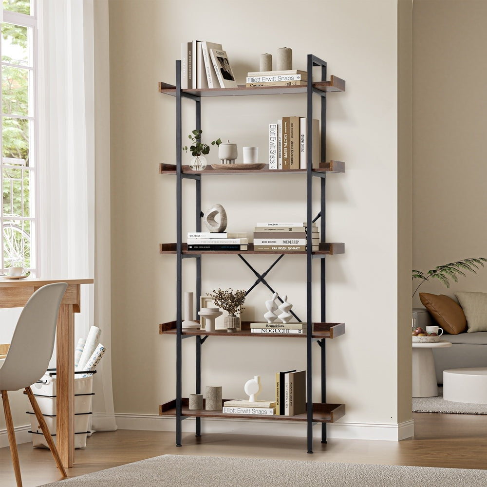 Keanna 5-Tier Bookshelf Brown
