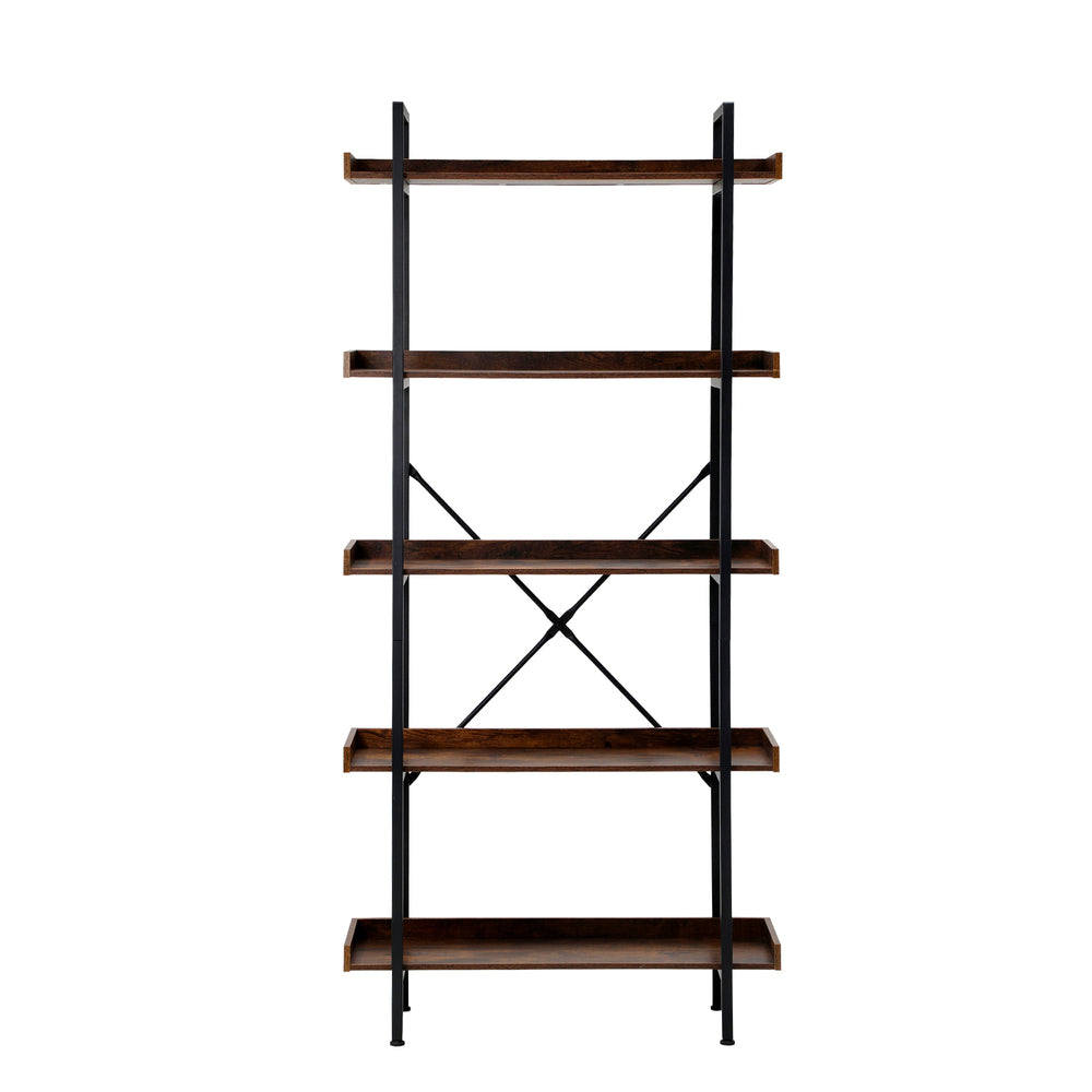 Keanna 5-Tier Bookshelf Brown