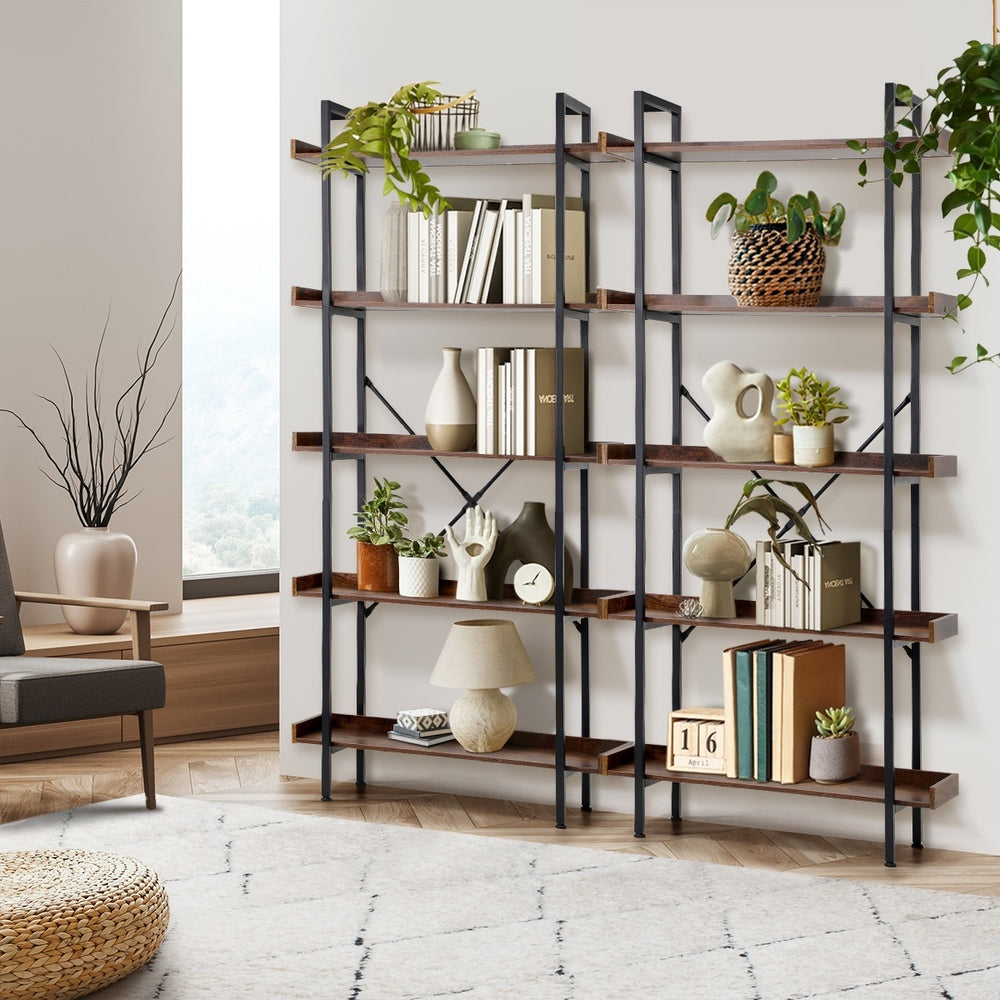Keanna 5-Tier Bookshelf Brown