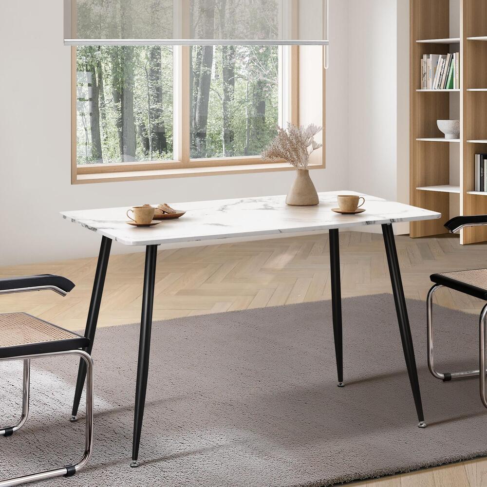 Blake Faux Marble Dining Table White
