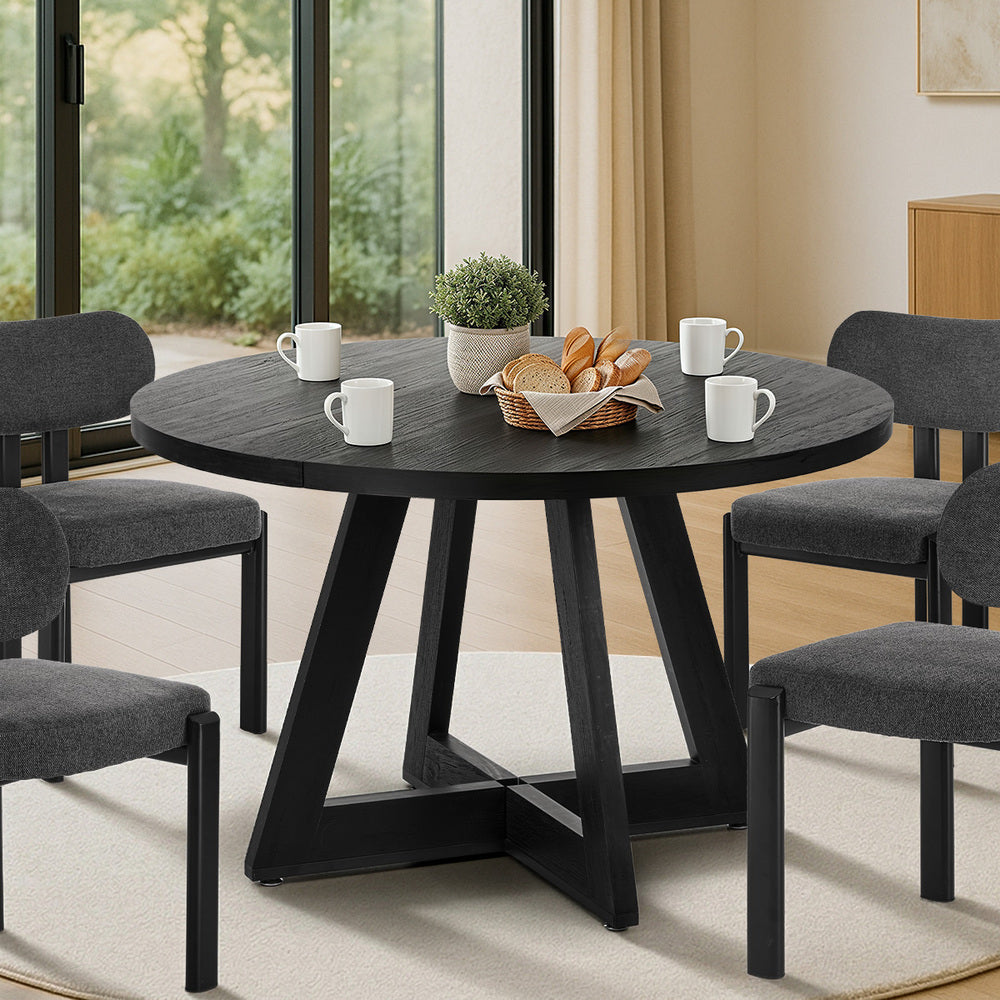 Kahie 4 Seater Round Table - Black