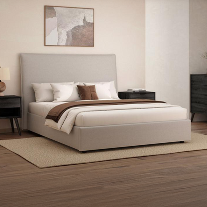 Edge Upholstered Bed Frame Latte Queen