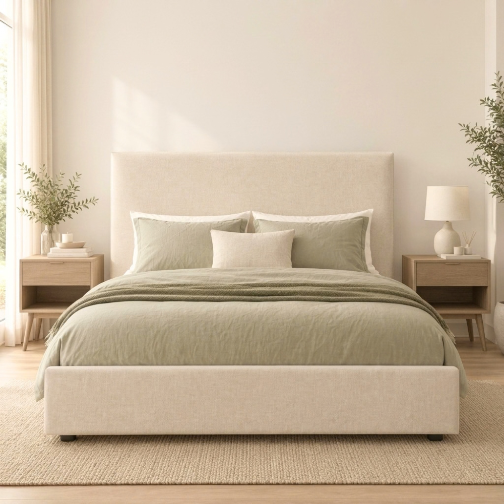 Edge Gas Lift Bed Frame Latte Queen