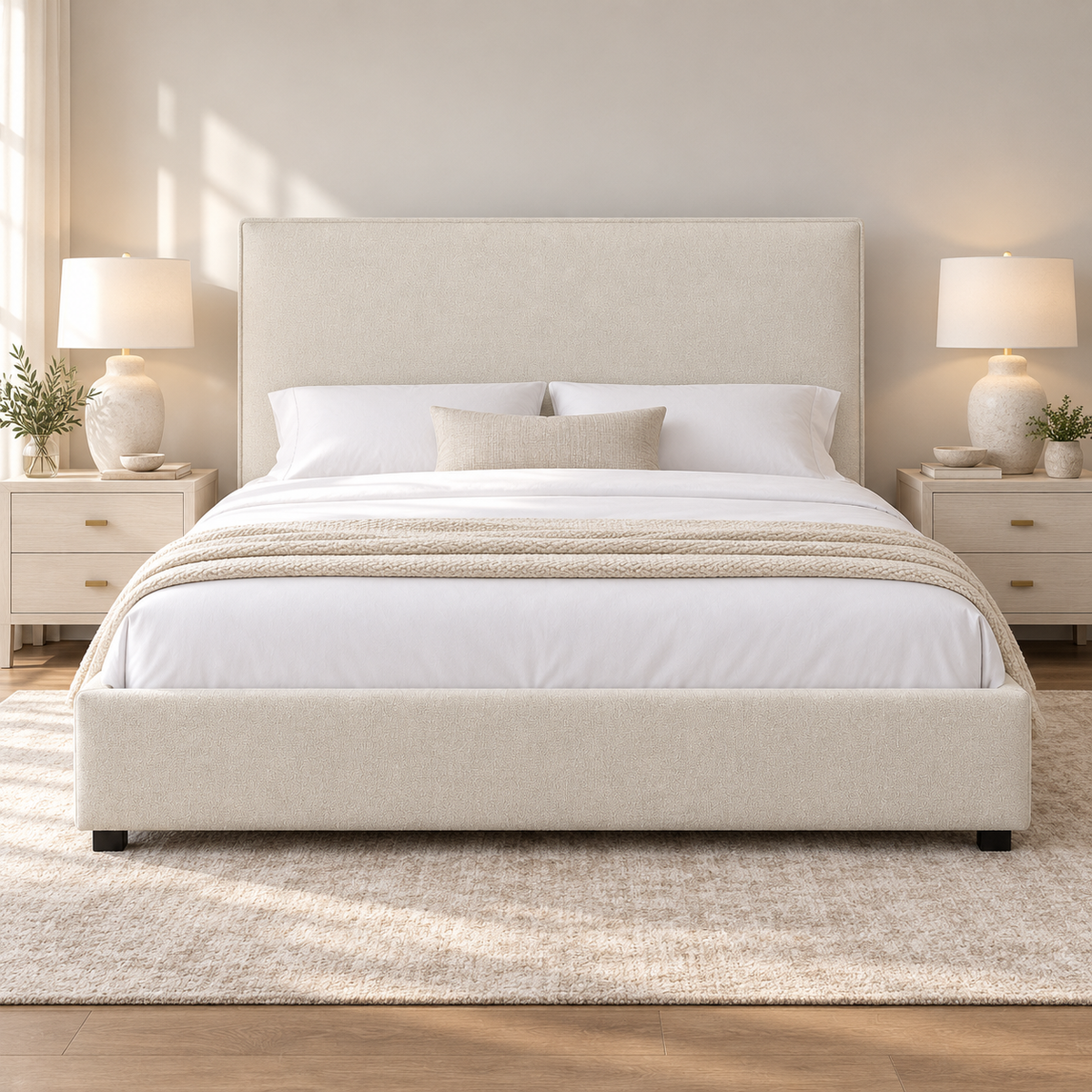 Edge Gas Lift Bed Frame Latte Queen