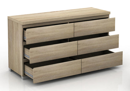 Elara 6 Drawer Chest - Light Sonoma Oak