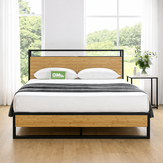 Ironline Bamboo Queen Bed Frame with USB