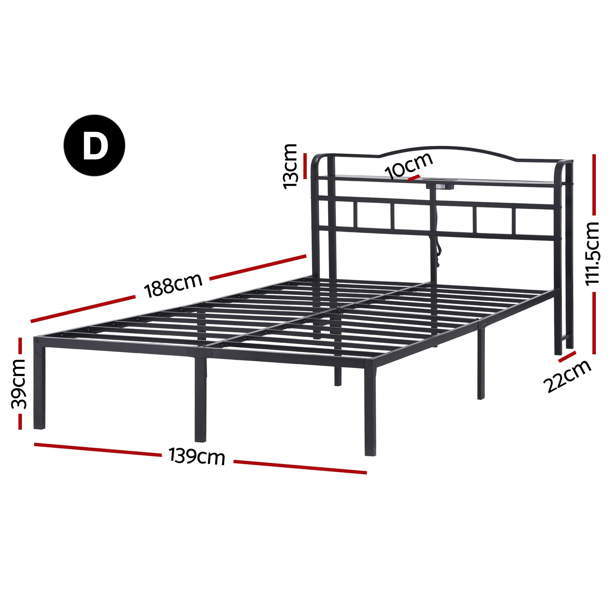 Caleb Metal Bed Frame Double