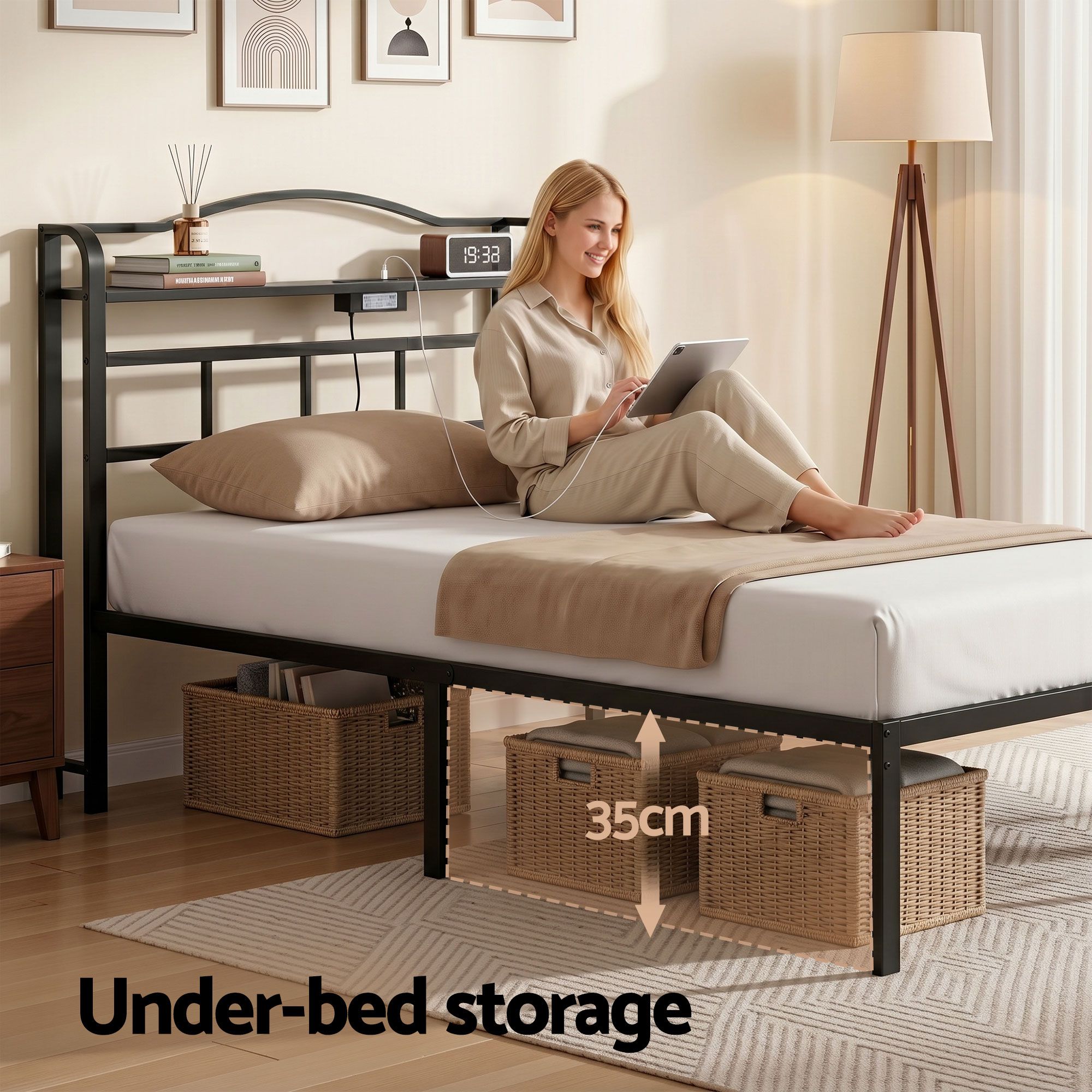Caleb Metal Bed Frame Single