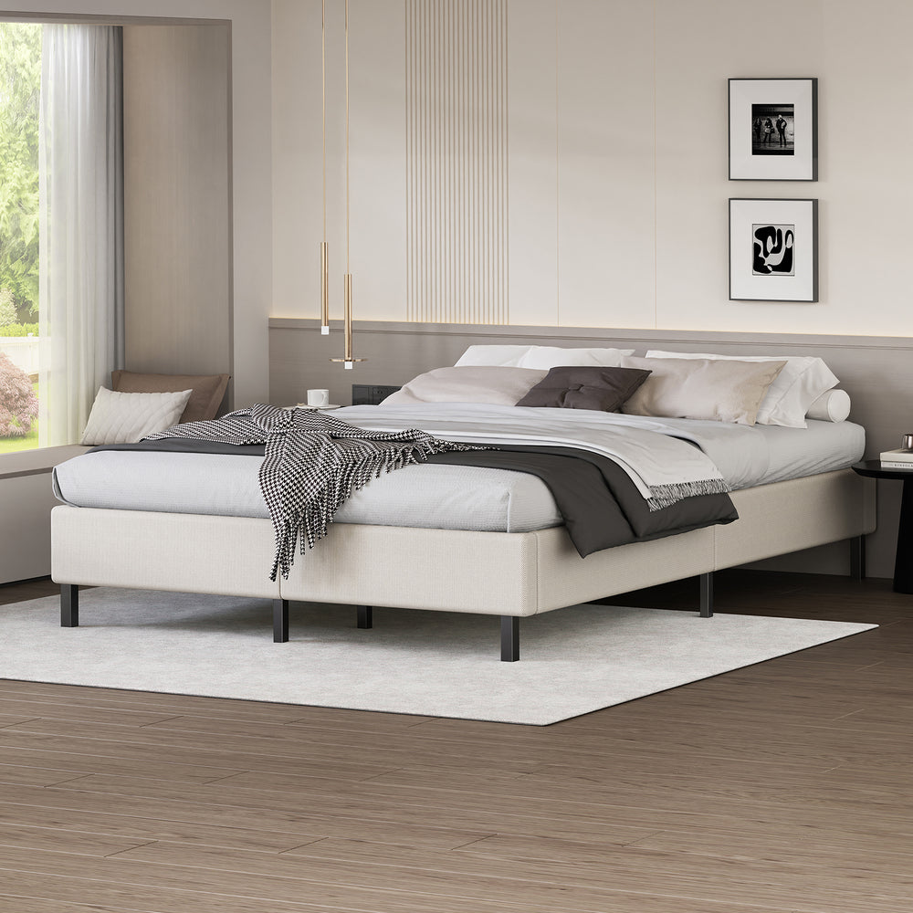 Maryam Upholstered Bed Base Beige