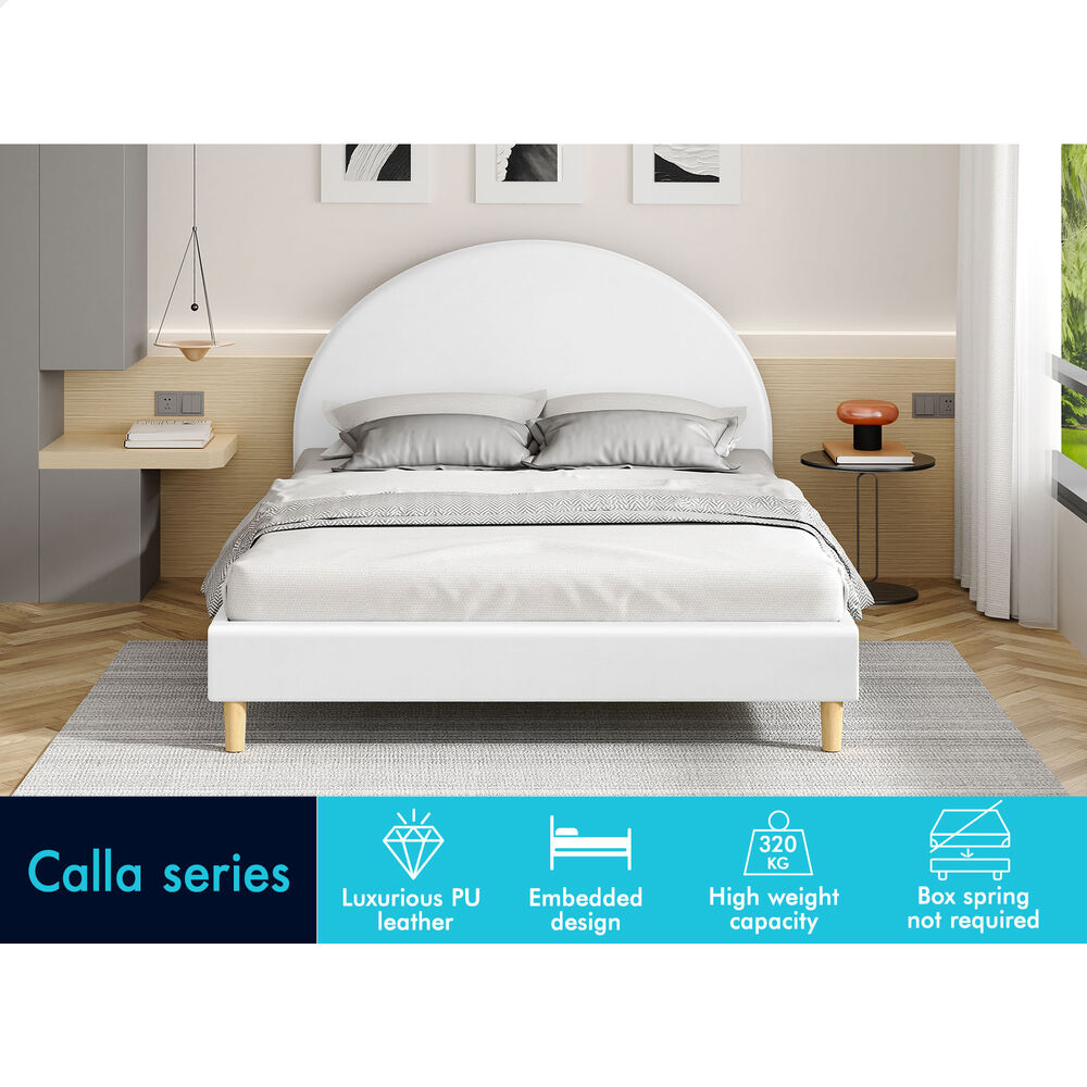 Kenyatta Faux Leather Bed Frame White