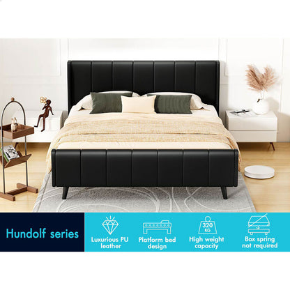 Valencia PU Leather Bed Frame Black
