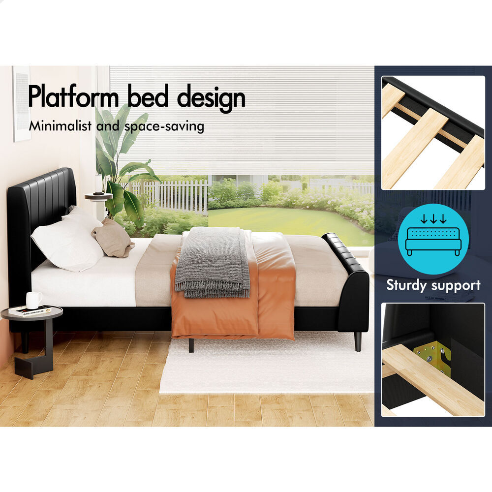 Valencia PU Leather Bed Frame Black