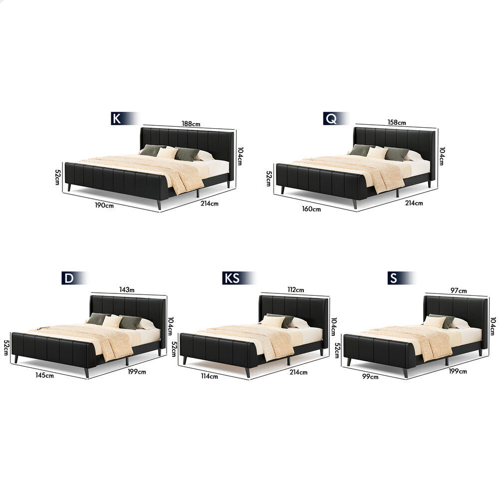 Valencia PU Leather Bed Frame Black