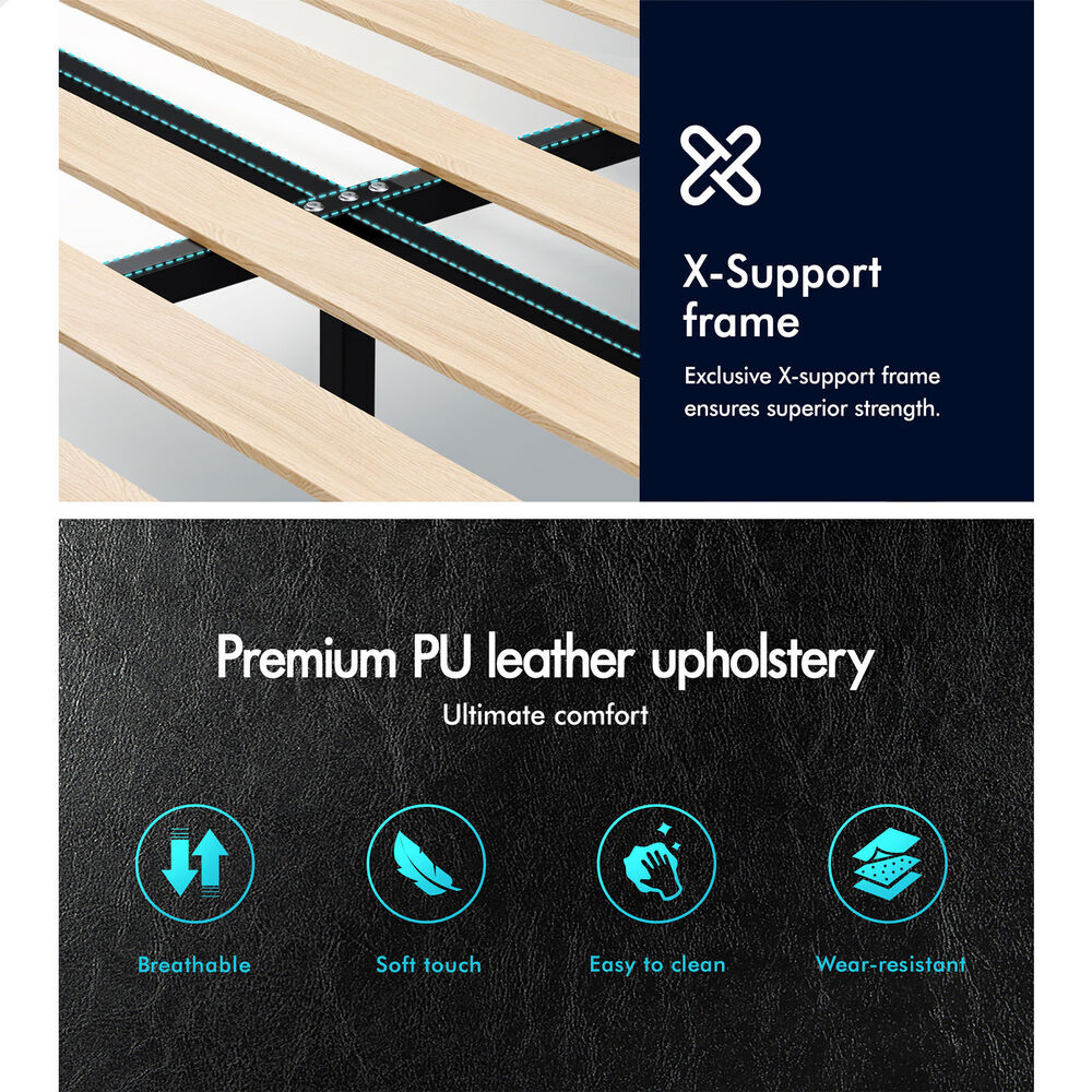 Valencia PU Leather Bed Frame Black