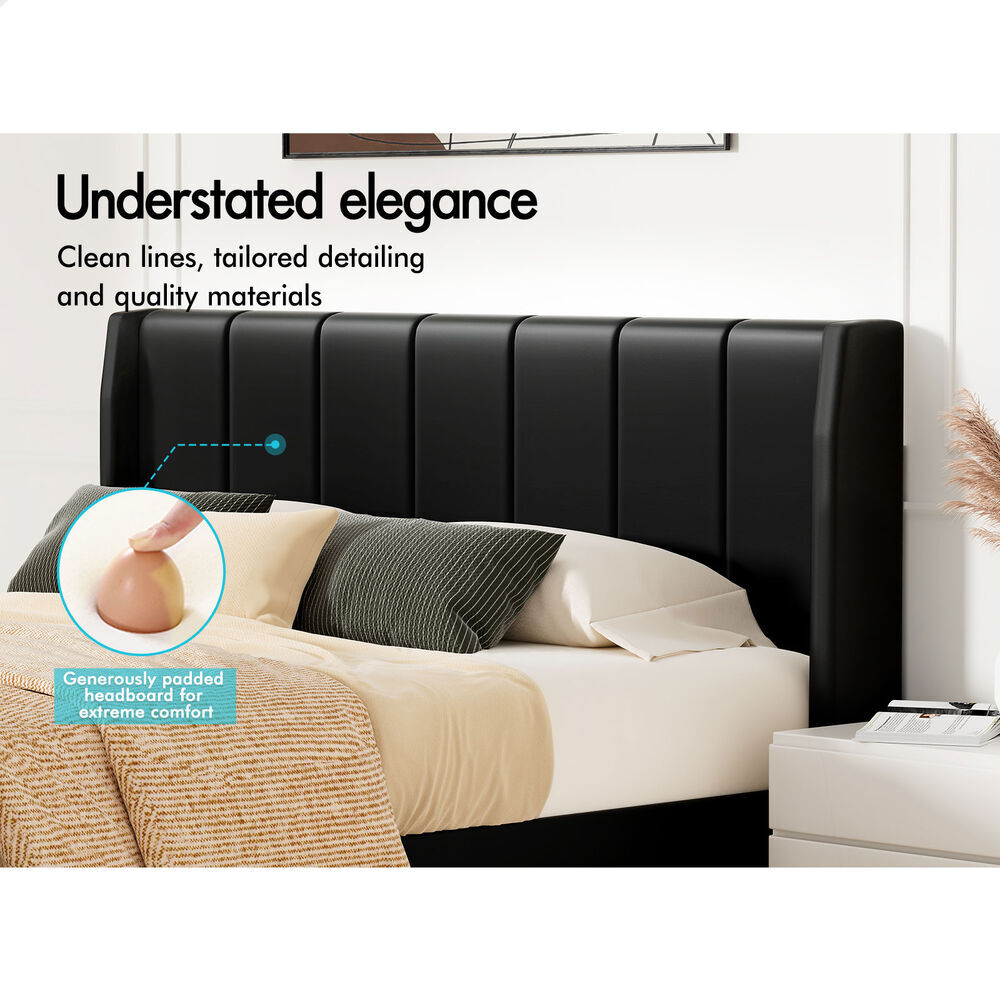 Valencia PU Leather Bed Frame Black