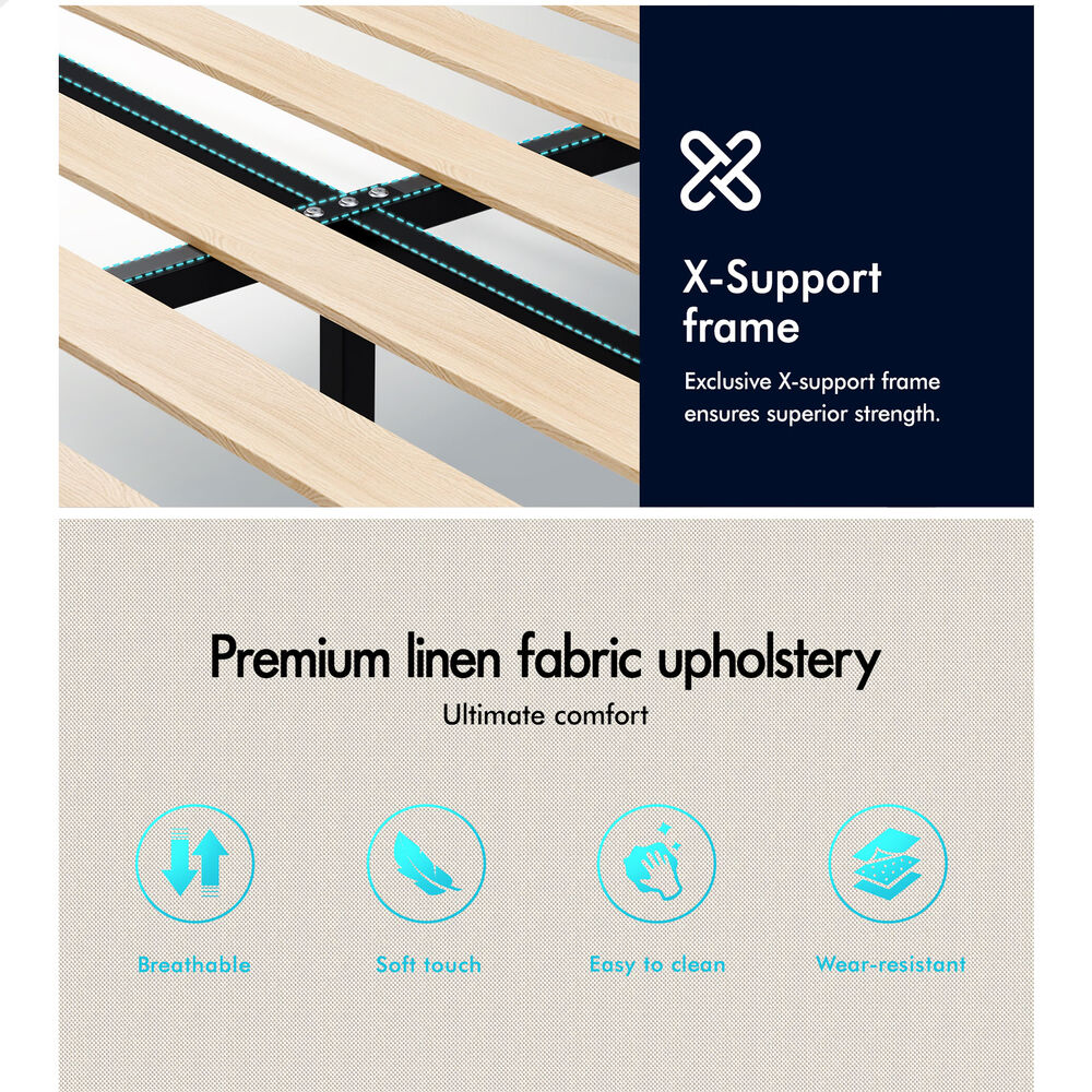 Valencia Upholstered Bed Frame Beige